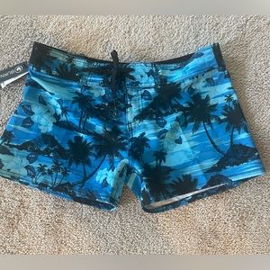 Burnside Board Shorts Blue Palm Trees